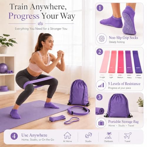 Pilates Equipment, Home Pilates Kit for Women Ring, Ball & Resistance Bands — view 4