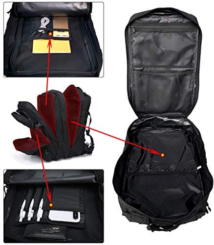 Doshwin 40L Military Backpack Tactical Army Assault Pack Molle Camo Rucksack for Camping Trekking Travel Hiking (Black) — view 4