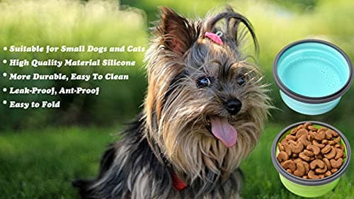 Collapsible Dog Bowls with Lids, 2 Pack Travel Dog Bowls for Small Size Dogs, Silicone Portable Dog Food Bowls Water Cup Cat Bowls Dish for Camping Traveling Walking, 12 oz 350ml — view 6