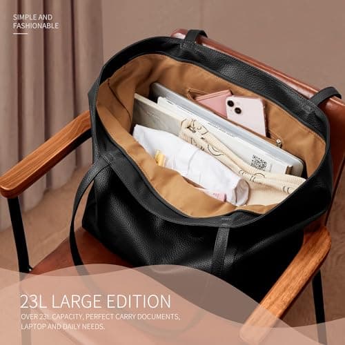 KALIDI Large Tote Bags Top Handle Handbags PU Leather with Zip for Women — view 5