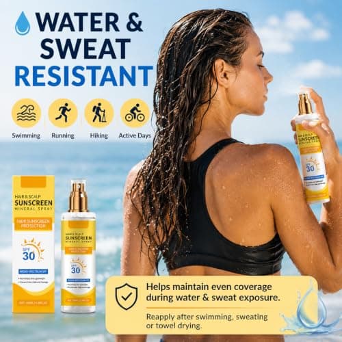 Scalp & Hair Sunscreen Spray SPF 30+,Non-Greasy Scalp Sunscreen, Sun Protection for Hairs,Lightweight UV Hair Protector Spray, Sun Cream Perfect for Beach, Hiking & Outdoor Sport,100ml — view 6
