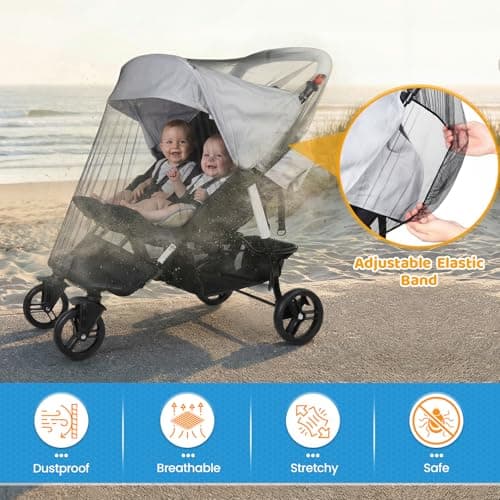 Mosquito Net for Pram, Universal, Black Tandem — view 5