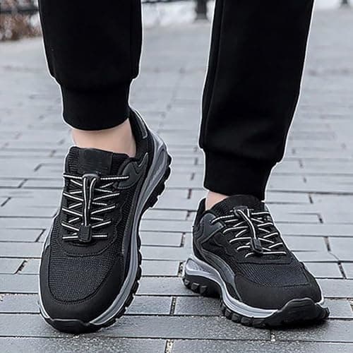 Lightweight Trail Walking Shoes for Men Outdoor Hiking Trainers with Adjustable Quick Lace System Cushioned Rubber Sole and Reliable Grip for Travel and Weekend Leisure Activities Black, Size 8 — view 2