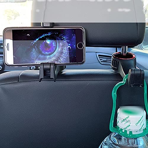 DOULEIN Car Headrest Hooks with Phone Holder, 2 Pcs Auto Seat Hanger Holder, Red — view 4