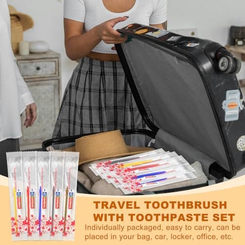 30 Pack Travel Toothbrush Set,Disposable Toothbrush with Toothpaste — view 3