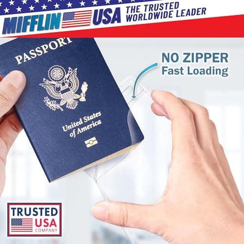Mifflin Passport & Card Holders (Clear, 102x152 mm, 10 Pack), Extra Large ID Name Badge Holder, Zipperless Vertical Plastic Card Holders — view 2