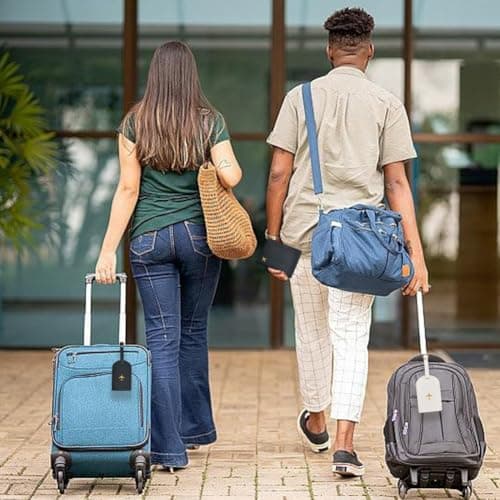 CALFOVERA 4PCS Mr and Mrs PU Leather Passport Covers Luggage Tags Honeymoon Plane Travel Holder Set Card Holder Books Case Protector Sleeve with Suitcase Travel ID Labels Black White for Couples Gift — view 4