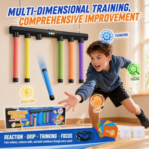 Catching Sticks Reaction Game, 3 Speeds Drop Stick Challenge Party Games — view 5