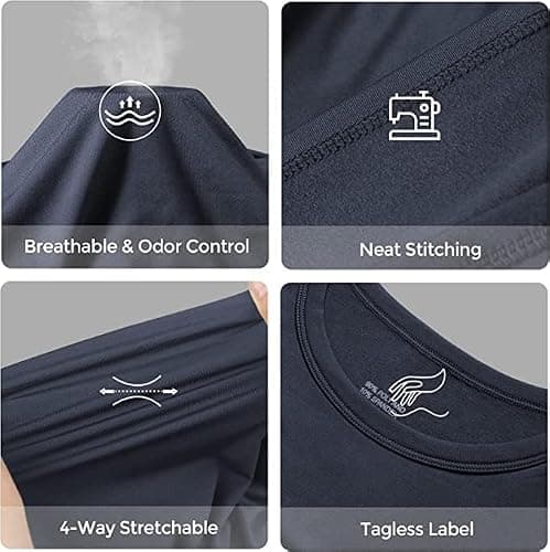 TT ThreadTrade Men's Thermal Underwear Set, Top Bottom Long Johns Warm Base layer Thermal Set Vests Trousers for Cold Winter Wear and Skiing Running Workout (Charcoal Full-Sleeve Set, XL) — view 3