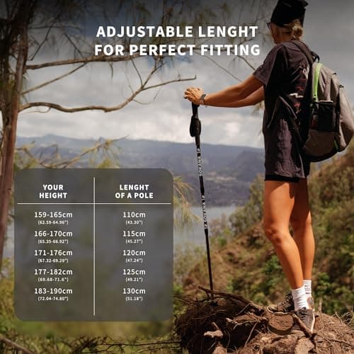 SOKANA Walking Poles 2 Pack Folding Walking Sticks for Men and Women | Lightweight Trekking Poles with Quick Lock System for Hiking Climbing Camping - Red — view 5