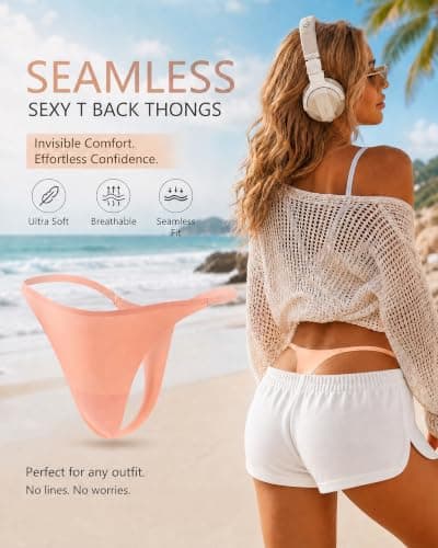 10 Pack Seamless G-string Thongs for Women Underwear No Show Thong Panties — view 2