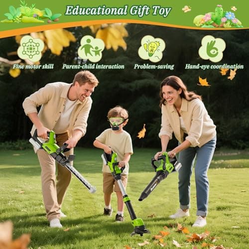 Kids Tool Set, 3-IN-1 Toddler Power Garden Tools with Sounds & Lights, Volume+/-, Toy Weed Wacker, Leaf Blower & Hedge Trimmer, Outdoor Play Toy Tools, Christmas Birthday Gifts for Boys 3 4 5 6 7 8+ — view 6