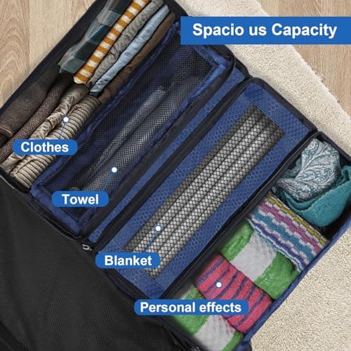 Olosar Suitcase Organizer, Travel Luggage Organizer Portable Hanging Travel Shelves Collapsible Hanging Packing Cubes for Carry on Suitcase, Navy blue-M, M, Modern — view 5