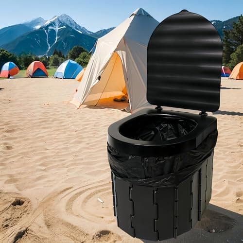 Collapsible Portable Toilet for Adults - Extra Tall Camping and Travel Toilet with Lid and Carry Bag for Car Emergencies (20 Cleaning Bags) — view 5