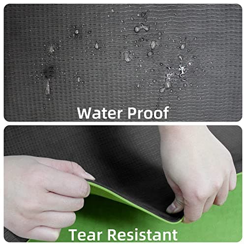 ACTIVE FOREVER Yoga Mat for Women men, Non-Slip, Highly stable TPE Exercise Mat With Carrying Straps, Non-deformable Workout Mat for Pilates, Stretching, Home Gym -183 x 61 x 0.6 CM (Green Black) — view 4