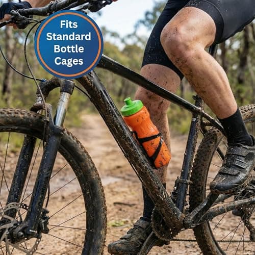 Jolly Brite 750ml Plastic Water Bottles 2 Pack for Cycling, School and Gym, Sports Cap Water Bottles with Push Pull Caps, BPA Free Leak Proof Bike Bottles (Red & Orange) — view 3