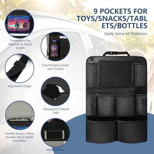 Eidoct 2 Pack Car Seat Organizer, 45x65cm Waterproof Backseat Car Organizer — view 3