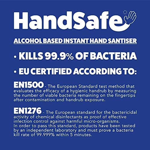 500ml Instant Hand Sanitiser Gel Pump Bottles from Handsafe, Kills 99.9%+ Bacteria, 70% Alcohol Based, Medical Grade, Anti Bacterial Fast Acting Formula — view 3