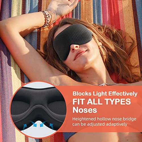INNELO Sleep Mask 100% Blackout for Men Women, 3D Contoured Zero Pressure — view 3