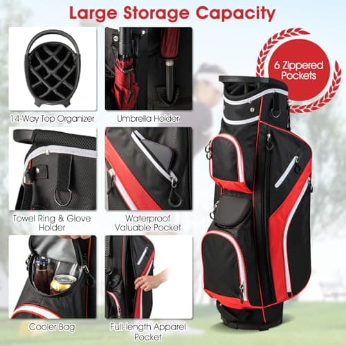 SPOTRAVEL Lightweight Golf Bag, Golf Stand Bag (Red) — view 2