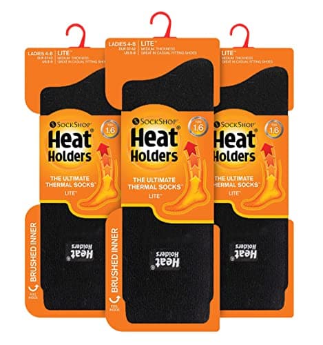HEAT HOLDERS Lite - 3 Pair Multipack Womens Thermal Socks for Winter | Thin & Warm Socks for Dress Socks (4-8, Black) — view 3