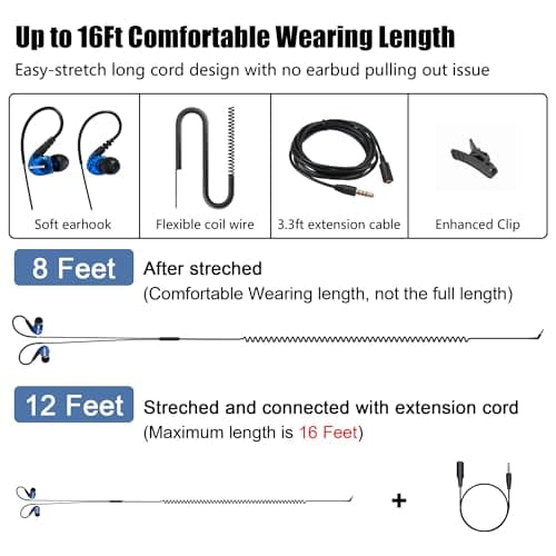 MOXKING TV Headphones with 16FT Long Cord, Wired Earphones with 3.5mm Jack — view 2