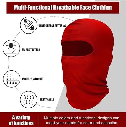 UK-UNIQUE Breathable Lightweight Balaclava Ski Face Mask, Motorcycle Cycling Neck Warmer for Helmet, UV Protector Scarf Unisex Men/Women/Kids/Boys/Girls (Black, 1) — view 2