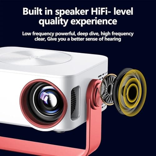 Lazmin112 1080P Portable Projector, Full HD WiFi Mini Projector with 360 Degree Rotation Auto Correction, Compatible with TV Stick Laptop Smartphone for Home Outdoor Movie Gaming (UK Plug) — view 3