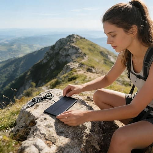Solar Charger – Compact Foldable Sun Power Unit, Solar Charger Mobile Device Panel | Efficient Renewable Energy for Phones Camera Lantern Fan, Perfect Outdoor Camping Hiking Travel Car Fishing — view 2