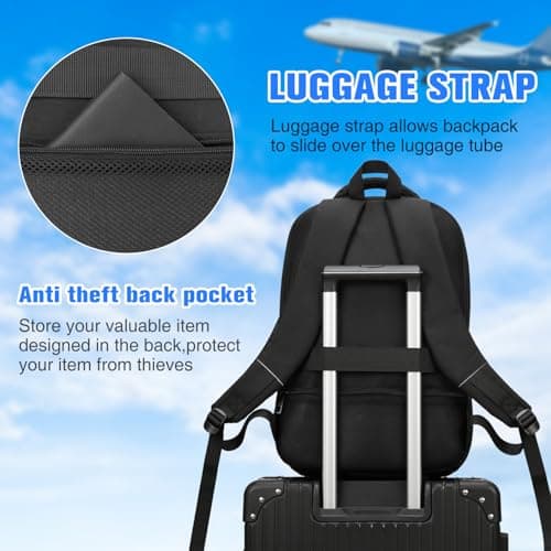 Paude Laptop Backpack,School Backpack Large Bookbag for High School College Students,Black Backpack for Men Office Business,Waterproof — view 6