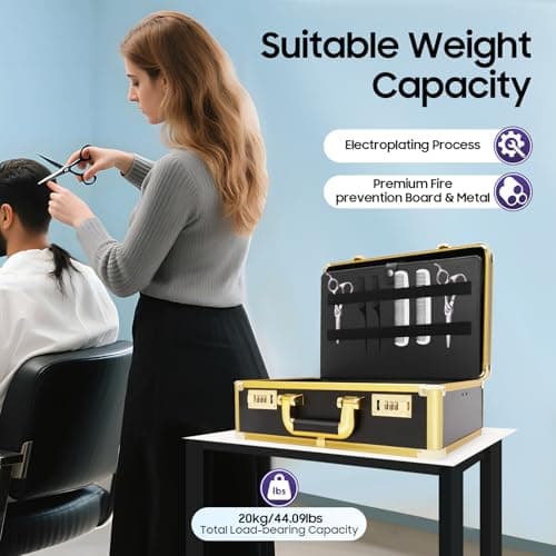 Professional Hair Stylist Case & Barber Travel Organizer Tool Box, Makeup Storage with Combination Locks, for Cosmetics, Hairdryer, Scissors, Salon — view 3