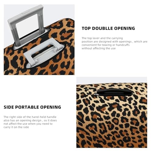 Richugui Brown and Black Leopard Pattern Luggage Cover Elastic Washable Stretch Suitcase Protector Anti-Scratch Cover for Kid and Adult, S (18-21 inch) — view 5