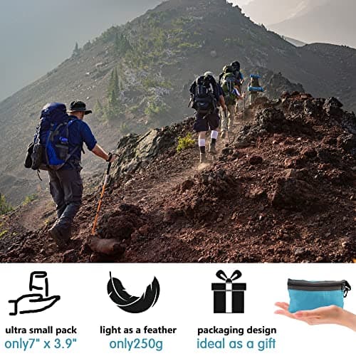 Kaket Sleeping Bag Liner 210 x 70 cm, Camping Sleep Bag Liner with Pillow Slot, Portable Lightweight Travel Sheet for Camping Hostels Picnic Hiking (Sky Blue) — view 4