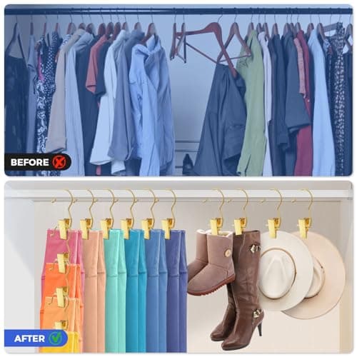 20 Pack Gold Hangers for Closet, Clips Hangers with Hooks, Clothes Pin — view 6