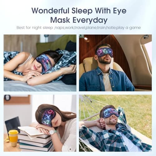 TeTupGa 2 Pack Sleep Mask for Kids Boys, Silk Blackout Eye Mask for Sleeping, with Adjustable Strap Adult Children's Bedtime Eye Cover for Side Sleepers, Travel & Home Use (2Pcs Game-B) — view 6