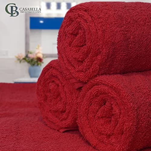 Casabella Pack of 2 Large Jumbo Bath Sheets 100% Egyptian Combed Cotton Big Beautiful Towels_Red_2pcs — view 5
