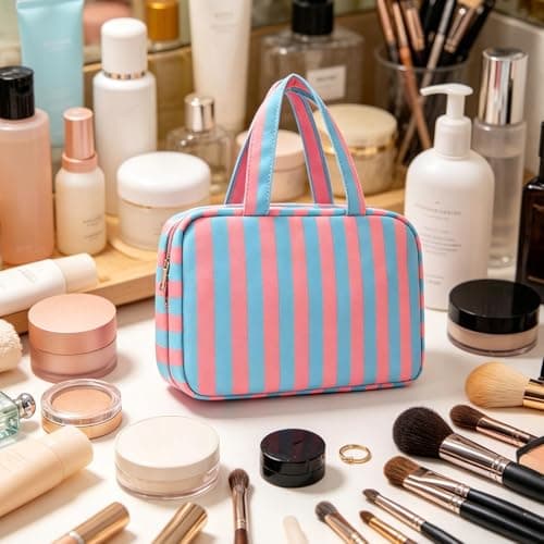 Toiletry Bag for Women | 4 Compartments Waterproof Foldable Pouch with Hook,Cosmetic Travel Bag | for Storage Tote Bathroom Cabinet Cruise Vacation Weekend Shower Suitcase Daily — view 6