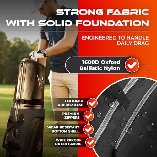 SWIFTEE Premium Golf Travel Bag with Hard Case Swiftee Branded Top & TSA Lock – 1680D Oxford Fabric, Oversized Wheels, Lightweight Airline Carrier for Maximum Club Protection (Grey) — view 5