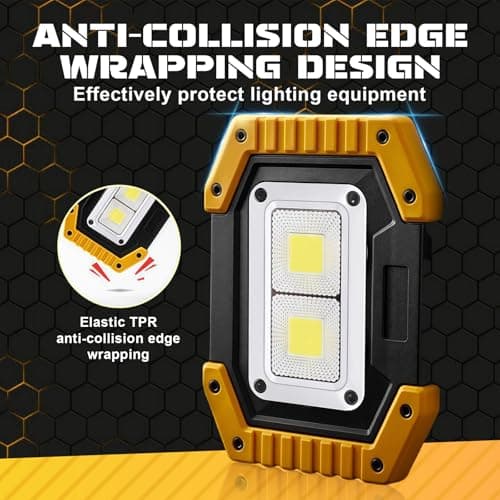 Rechargeable 30W LED Work Light,3 Modes 2000LM Portable COB Floodlight Waterproof Camping Lights, Security Lights Outdoor for Garage Hiking Fishing Emergency (Batteries Included) — view 5