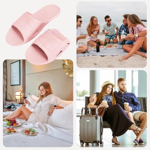 EQLEF Hotel Slippers, Plastic Portable Travel Slippers Anti-slip Foldable Shower Slipper for Hotel Bathroom Spa (Pink, UK Footwear Size System, Adult, Women, Numeric Range, Medium, 5, 6) — view 4