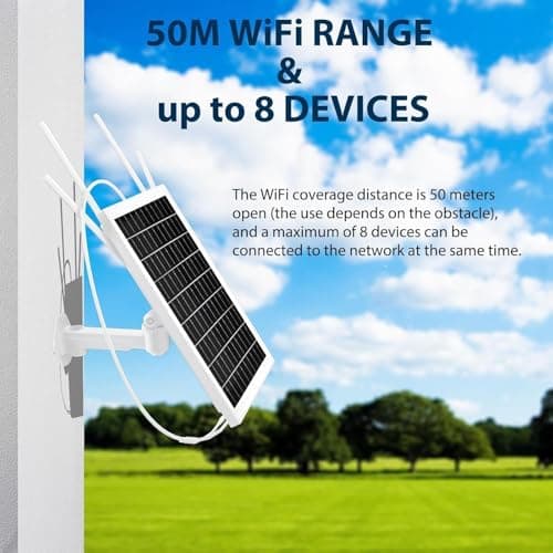 15W Solar Powered 4G LTE Modem Router, Outdoor Solar Powered WiFi Extender Signal Booster with SIM Card Slot, Solar WiFi Repeater for Garden, Farm and Ranch, 50M WiFi Range, IP66 Waterproof — view 5