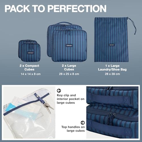 Cabin Max Packing Cubes 4Pcs Set with Laundry Bag Luggage Organiser Striped — view 4