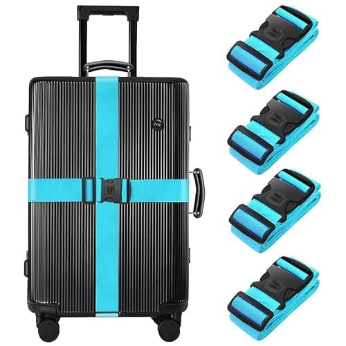 BILIONE 4 Pcs Luggage Straps for Suitcases Strap Lockable Suitcase Belts