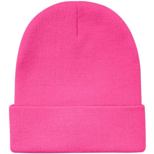 ATNKE Kids LED Lighted Beanie Hat,USB Rechargeable 4 LED Running Headlamp Ultra Bright Cap with Light Hands Free Head Torch Winter Warm Knit Beany Great Gifts for Boys and Girls/Rose Red — view 4
