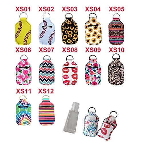 RANXIZY 4 Piece Hand Sanitizer Bottle Holder Keyring Neoprene Keychain for 30ML Gym Shampoo Lotion Soap Perfume and Liquids Travel Containers,Lips — view 4