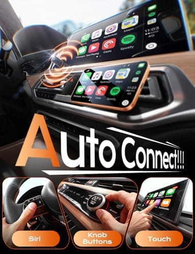Mini Wireless CarPlay Adapter UK, 3X Fast Connection, Stable for Bluetooth Apple Car Play Wireless Adapter, Plug & Play for Apple CarPlay Dongle, Works with In‑Car GPS Devices, USB A/C (Matte Black) — view 2