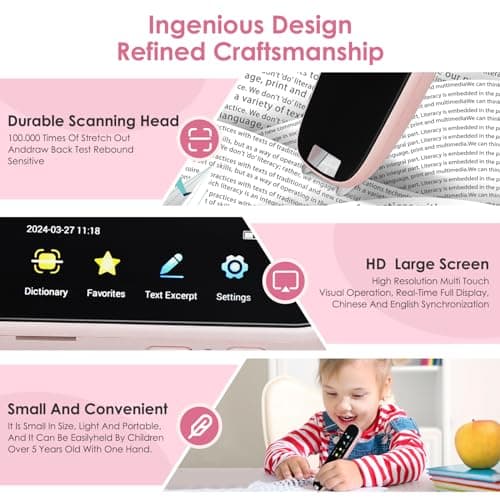 HuuppHip OCR Reader Pen, 112 Languages, Dyslexia Aid, Pink — view 2