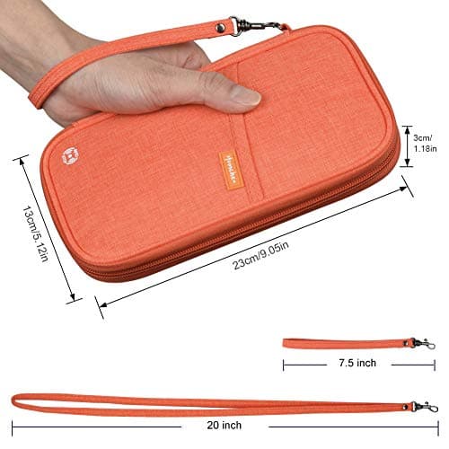 homchen RFID Blocking Travel Passport Wallet Holder, Document Organiser Case Credit Card Holders for Men and Women (RFID-Orange) — view 2