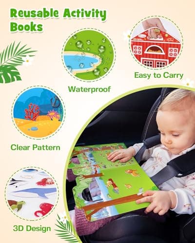 D-FantiX 3D Puffy Sticker Reusable Sticker Books for Kids Ages 3-8 — view 3