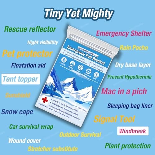 Seven Hamsters Emergency Blankets 4-Pack Foil Space Thermal Blanket for Outdoor Sport, Camping, Mylar Survival Equipment First Aid Bag Kit — view 5